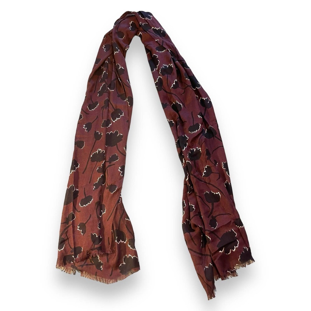 Loft Black Roses Floral Scarf Wrap Women's Black Cherry OS - Picture 2 of 10